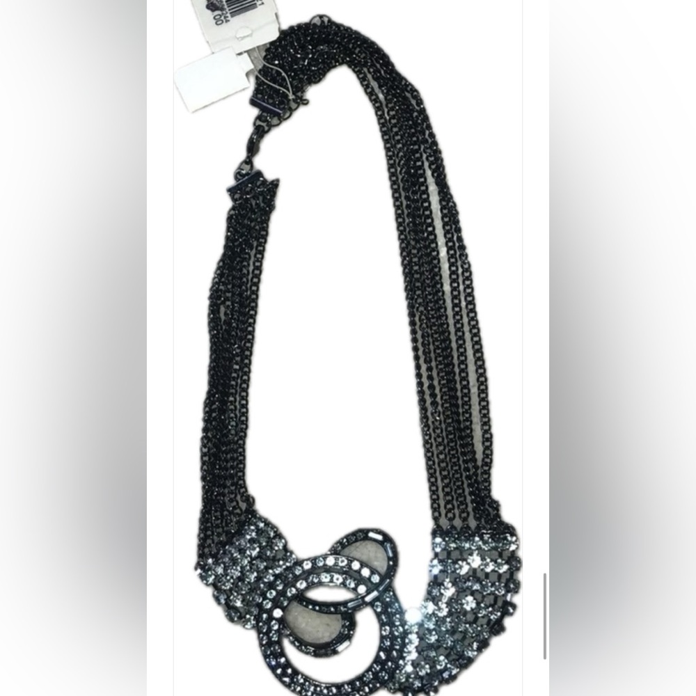 NWT Pewter Chain and Crystal Necklace